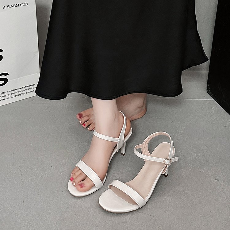 Women Summer New Open Toe High Heel Sandals, Single Strap Buckle Elegant Thin Heel Shoes For Outdoor Wear product image