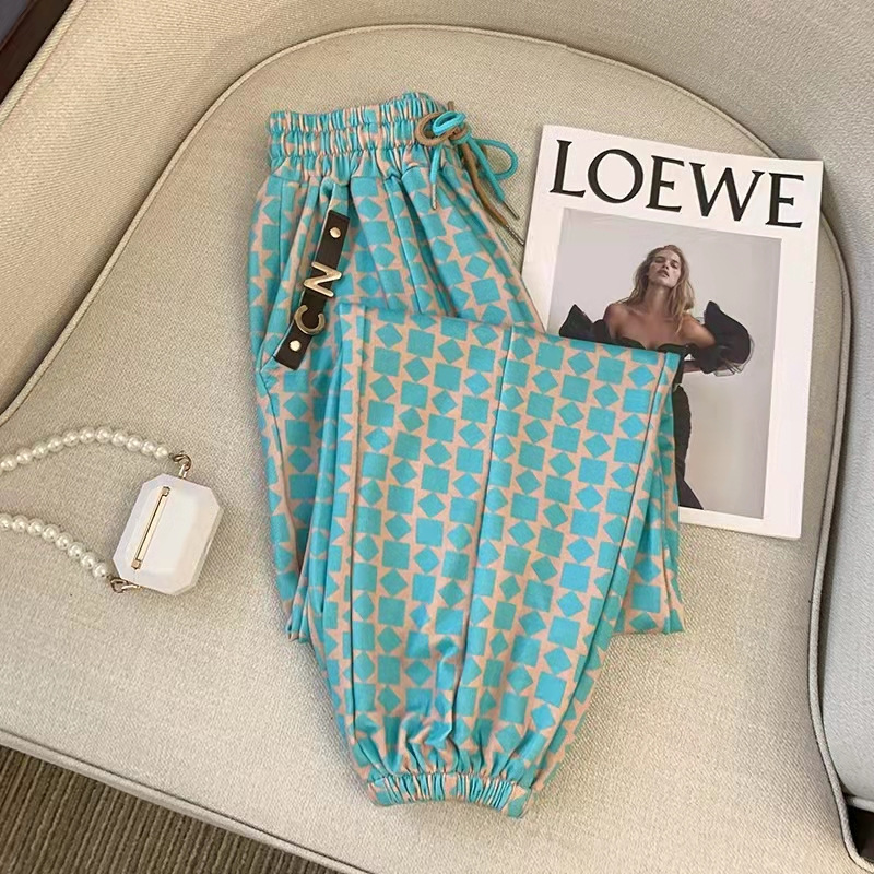 Contrast Plaid Casual Leggings Women's Loose