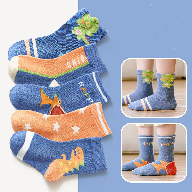 Fashion New Dark Boys Five-pointed Star Dinosaur Socks