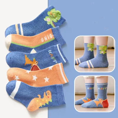 Fashion New Dark Boys Five-pointed Star Dinosaur Socks