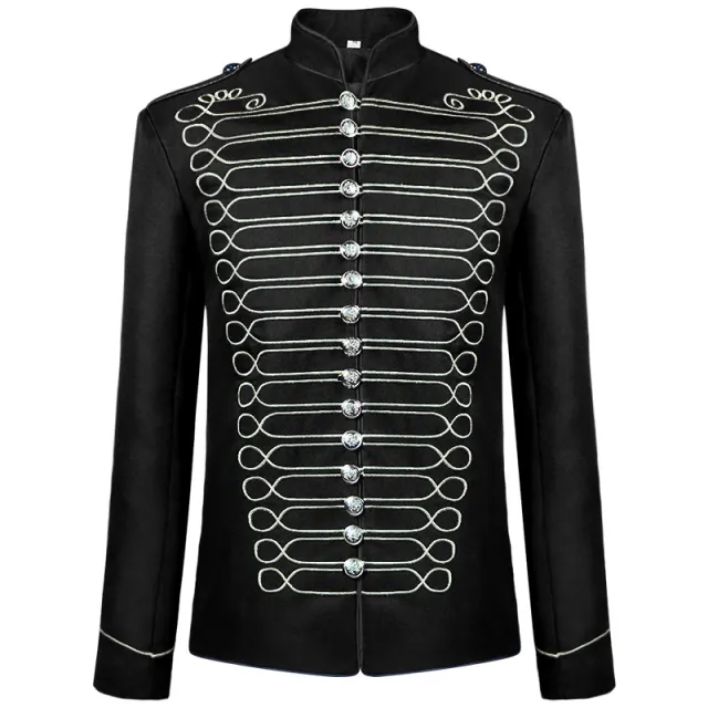 Medieval Men's Retro Gothic Steam Drummer Suit Black Silver - Shop at LoveMi