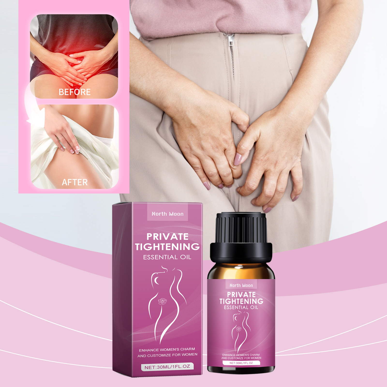 Private Tightening Essential Oil For Women, Intimate Moisturizing Massage Oil With Ginkgo Leaf Extract & Vitamin E, Restore Smooth & Elastic Feminine Skin, 30ml