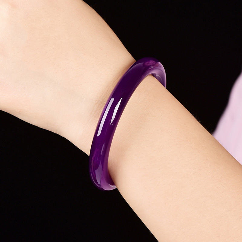 Natural Purple Agate Female Jade Round Clause Primary Color Ice-like Purple Chalcedony Amethyst Bracelet Wholesale