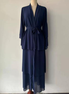 Stitching Three-layer Chiffon Elegant Cardigan Dress