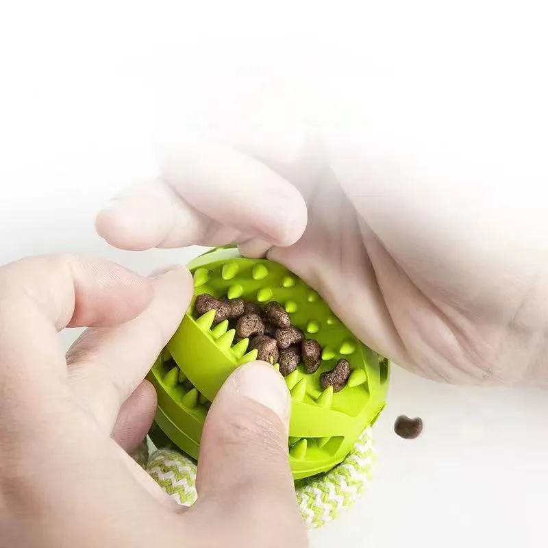 Dog Toys Treat Balls Interactive Hemp Rope Rubber Leaking Balls For Small Dogs Chewing Bite Resistant Toys Pet Tooth Cleaning Bite Resistant Toy Ball For Pet Dogs Puppy – image 5