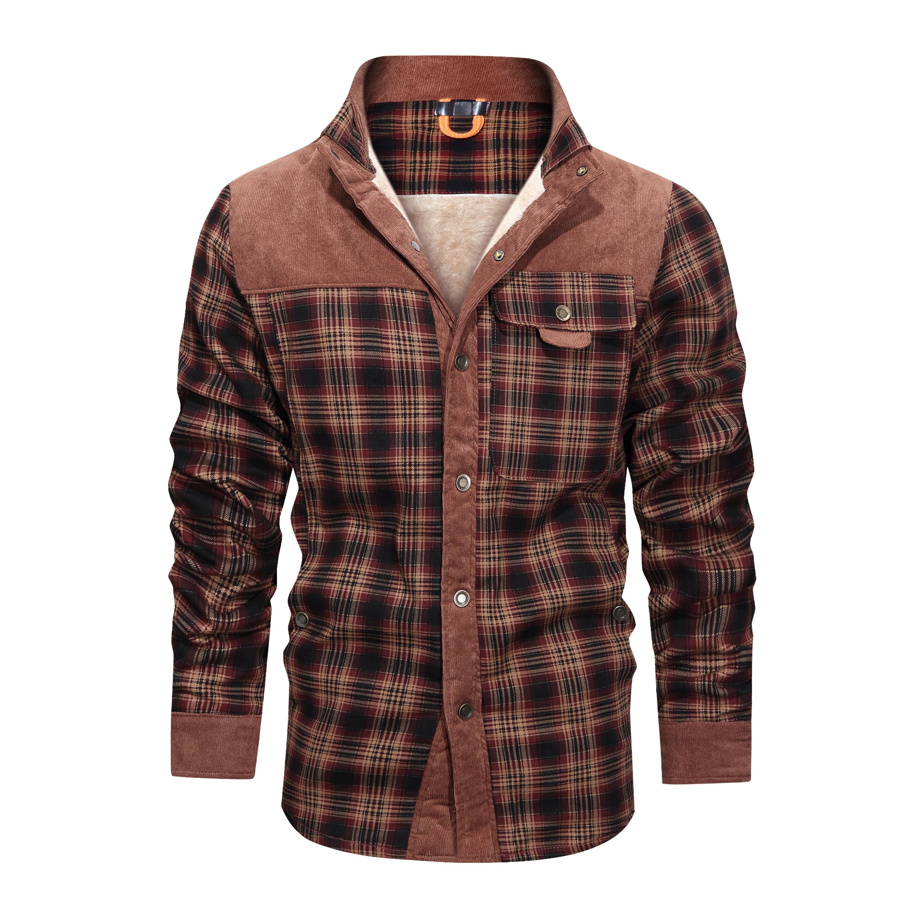 Thickened-Shirt-Jacket-With-Classic-Plaid-Fuzzy-Fleece-Lining-Inside-Design