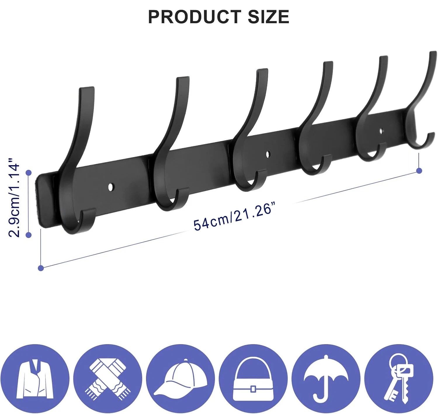 12 Hooks Aluminum Key Coat Clothes Door Holder Rack Hook Wall Mounted Hanger — image 2