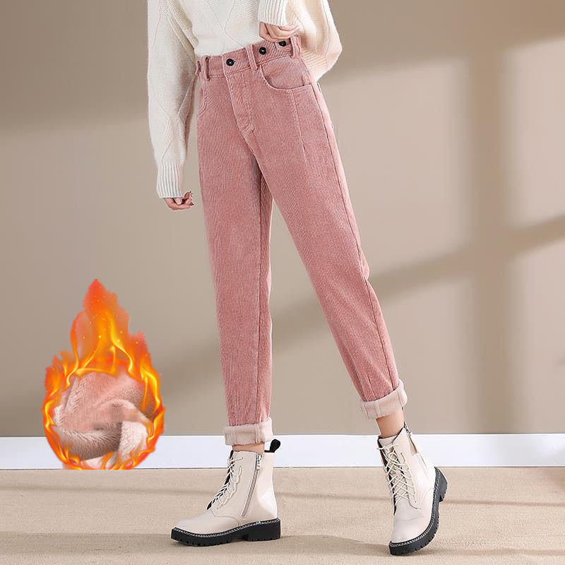 Women Pants Loose Corduroy Harem High Waist