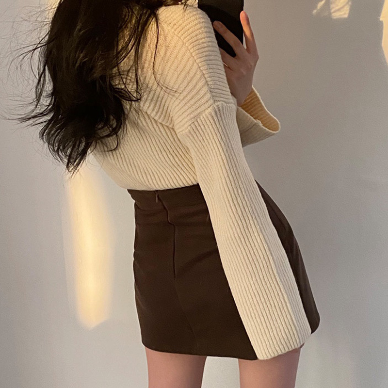 Women's Retro Chic High Waist Irregular Hakama Sweater Two-piece Set