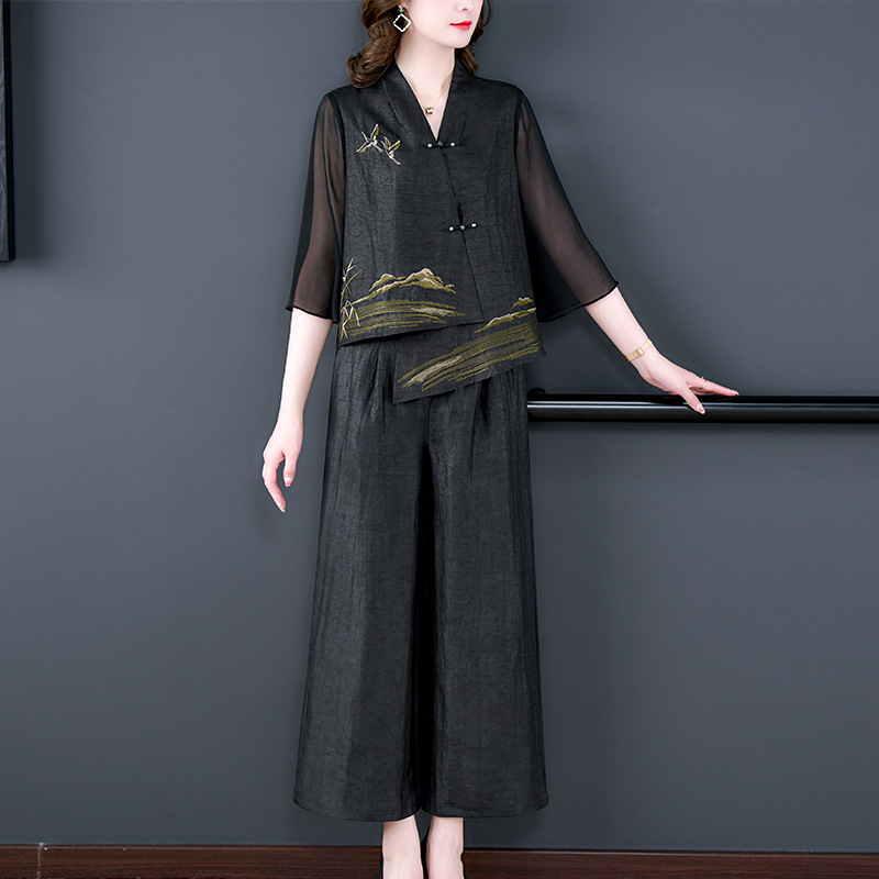 Embroidered Top and Wide-Leg Trouser Set, picture 6 of 8