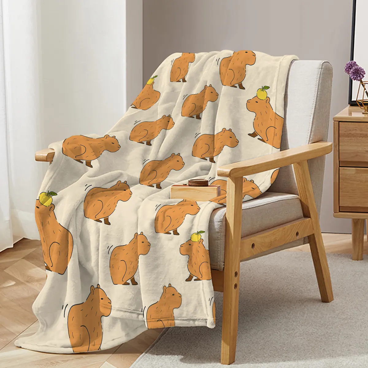 Capybara Blanket, Soft Flannel Throw