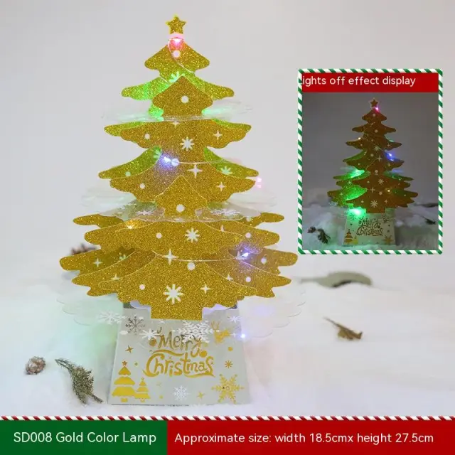 Christmas Decorations Mini Desktop Christmas Greeting Card Ornaments Sd008 Golden Color Light - Shop at LoveMi