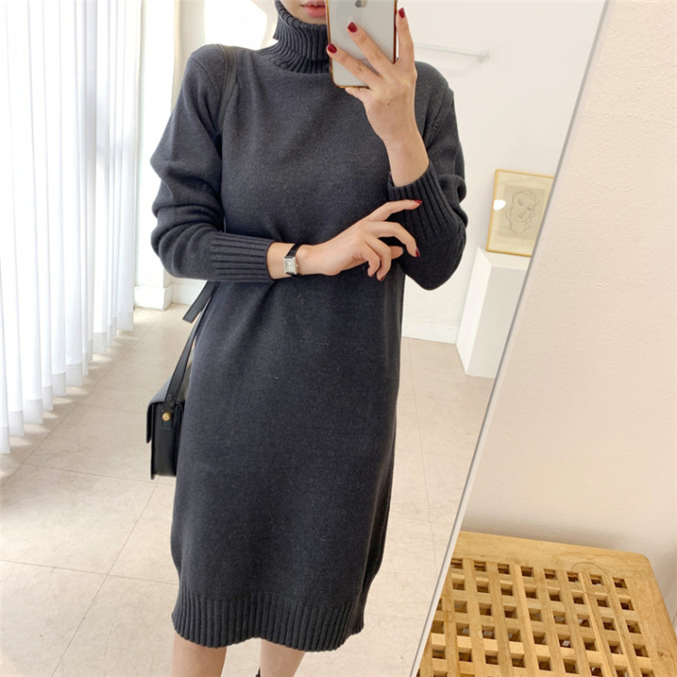 Title 7, Mid-length Over-the-knee Turtleneck Wool Base W...