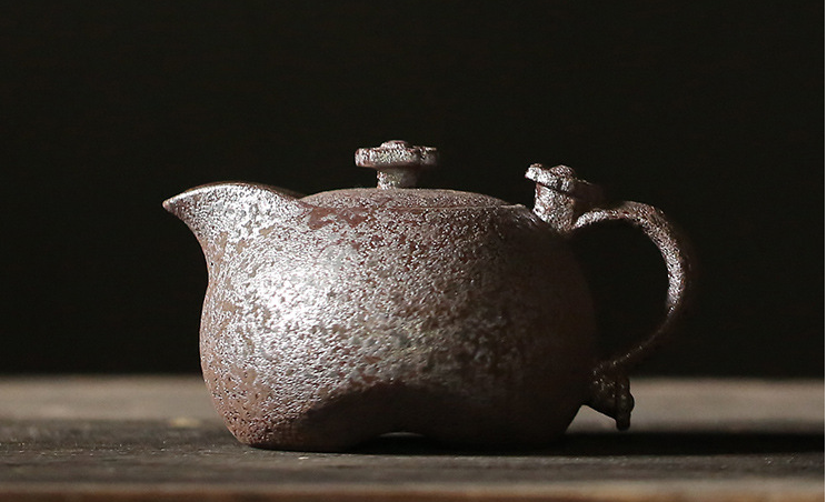 Title 3, Rusty glaze teapot, vintage hand held pot, Ruyi...