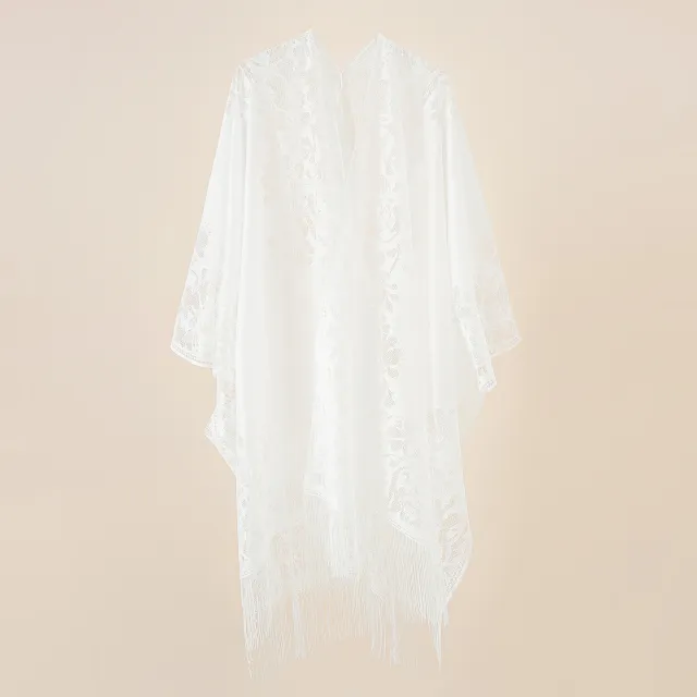 Lace Smock Holiday Beach Cape Sun Protection Clothing White - Shop at LoveMi