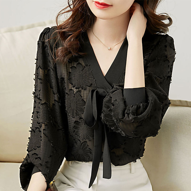 Title 3, Lantern Sleeve Chiffon Shirt Women