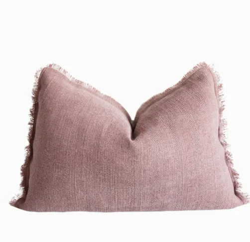 Summer Raw Edge Cotton And Linen Sofa Bed Decorative Cushion Square Waist Pillow D Lumbar Pillow - Shop at LoveMi