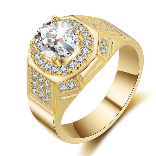 Title 1, 18K Gold Plated AAA Simulated Zircon Men