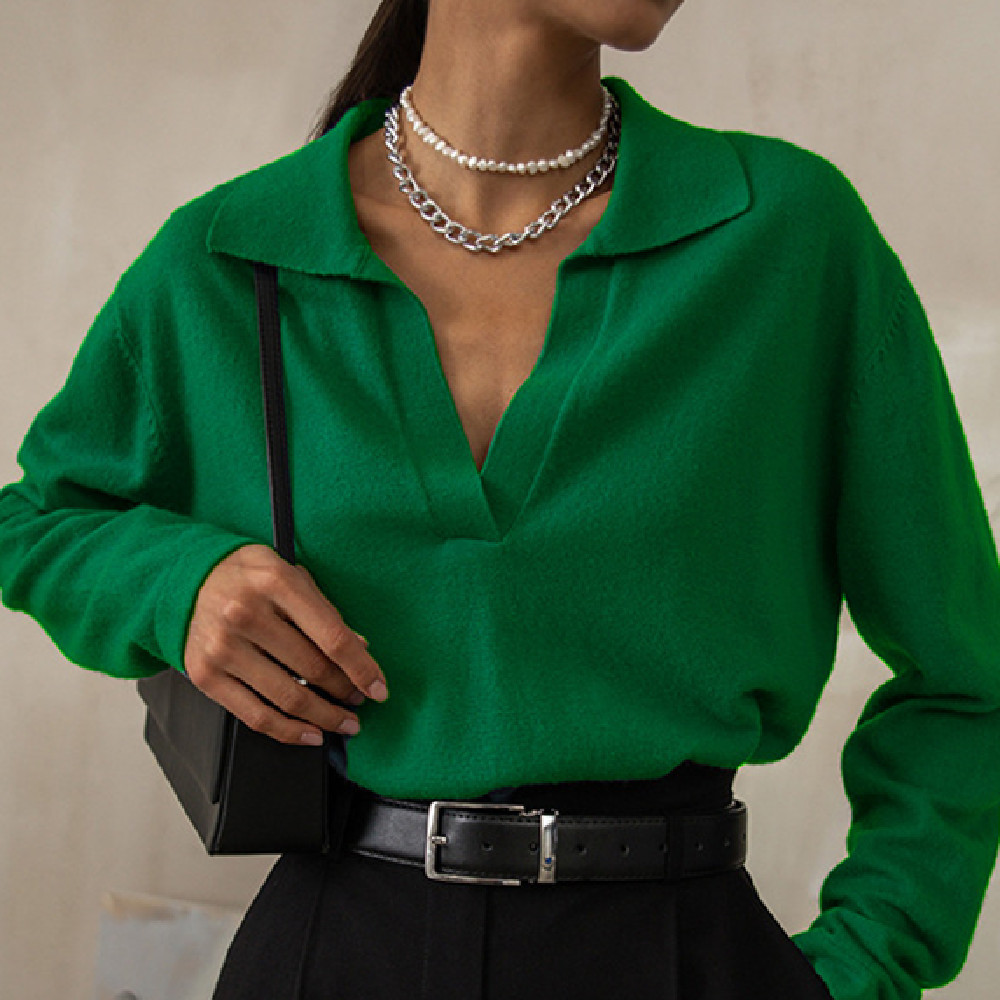 Temperament And Elegant Long-sleeved Retro Loose Warm Bottoming Shirt