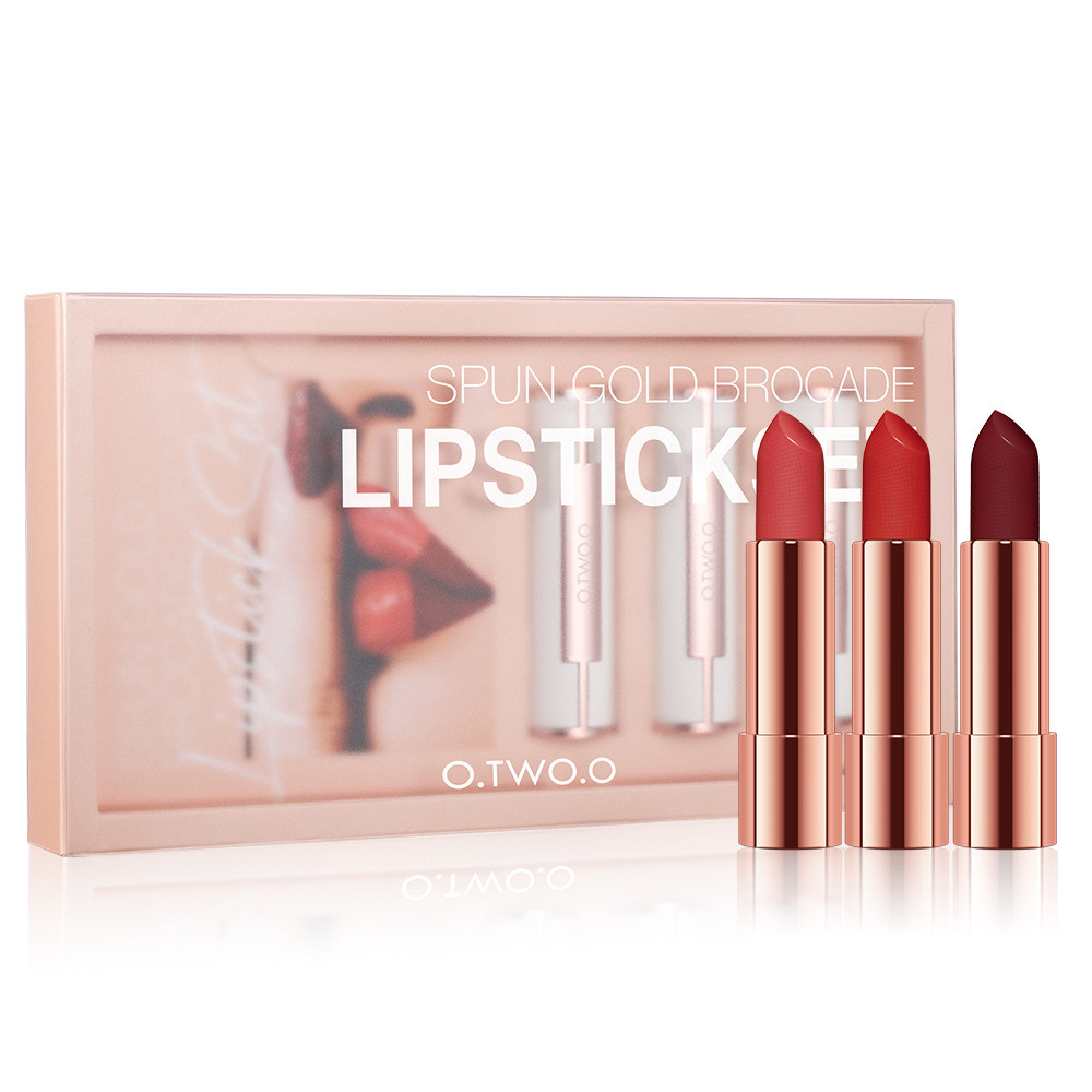 Gold Silk Brocade Velvet Lipstick Set Combination (2)