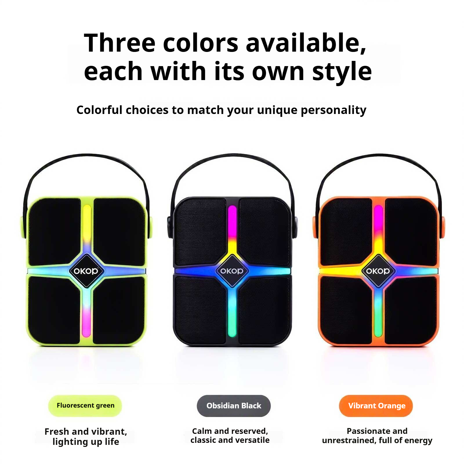 KP-876 Best-selling Wireless Bluetooth Speaker Portable Handle RGB Lighting Long Battery Life High Quality High Power In Stock image 3