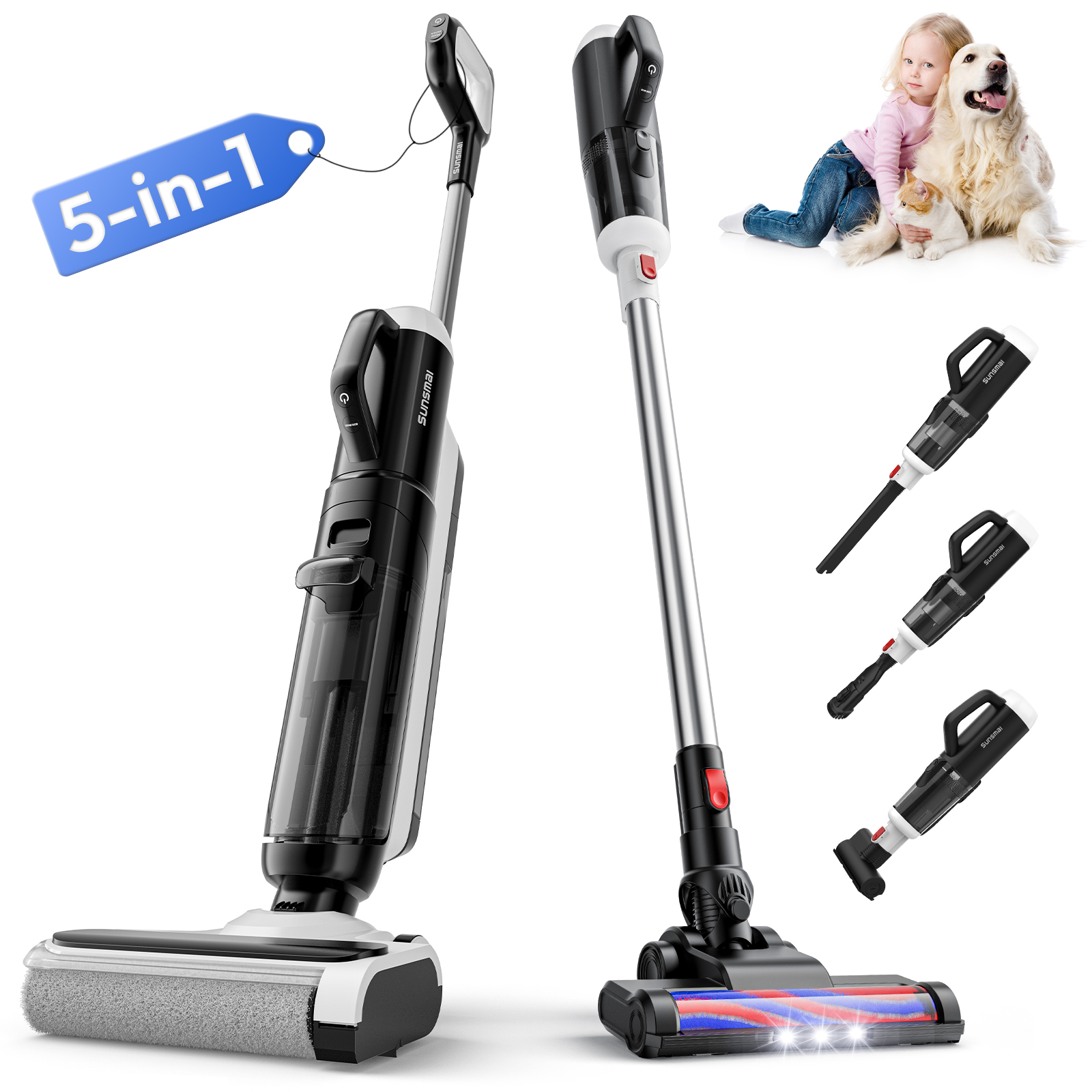 Sunsmai,Wet Dry Vacuum Cleaner,Boost-Assisted Vacuum Mop,Equipped With Self-Cleaning System,Detachable Handheld Brush Head, Crevice Cleaning, And Fabric Dusting, Apartment Essentials