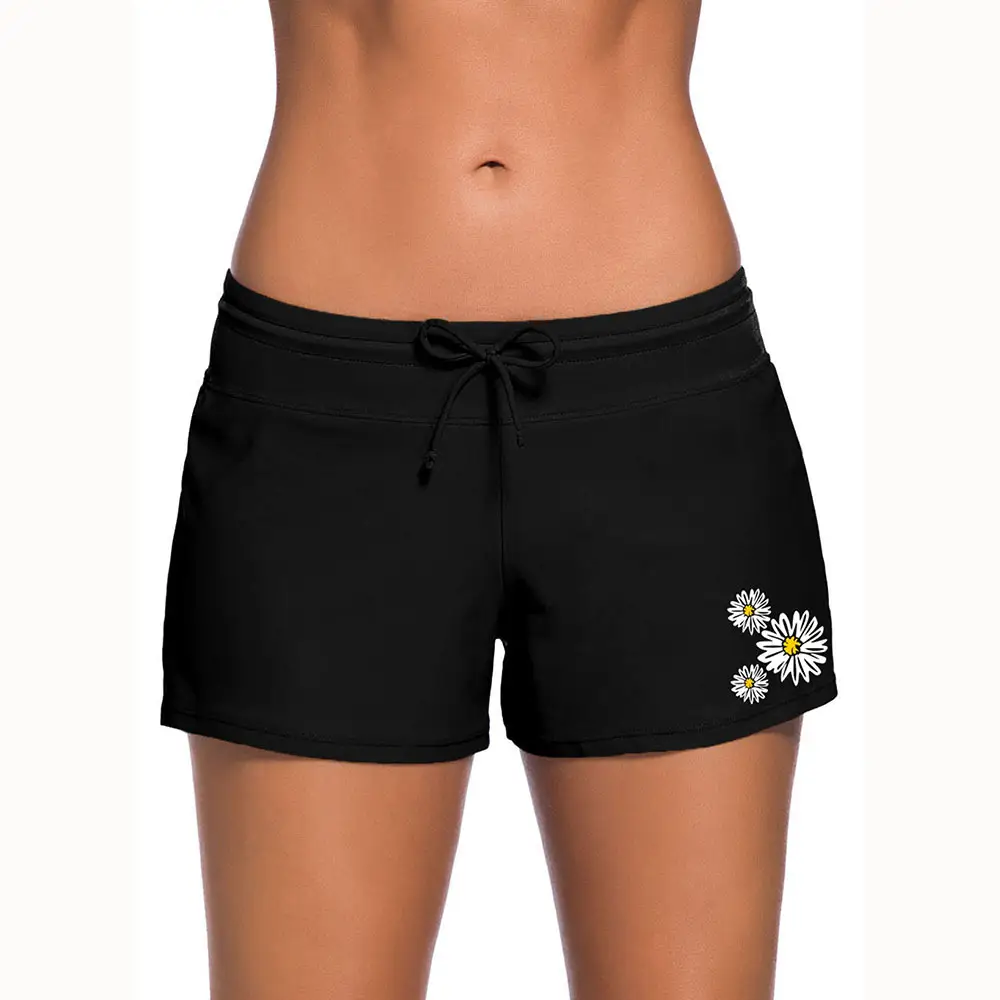 Women's Patterned Lace-up Boxer Swimming Trunks