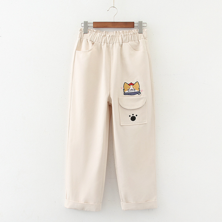 Title 5, Cartoon Embroidery Casual Pants Girls Spring St...