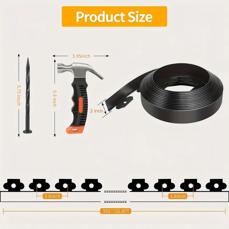 Landscape Edging With Anchoring Spikes No-Dig Garden Edging Kit Flexible Plastic Supplies For Flower Beds, Patios, Lawns, Pavers, And Paths 9
