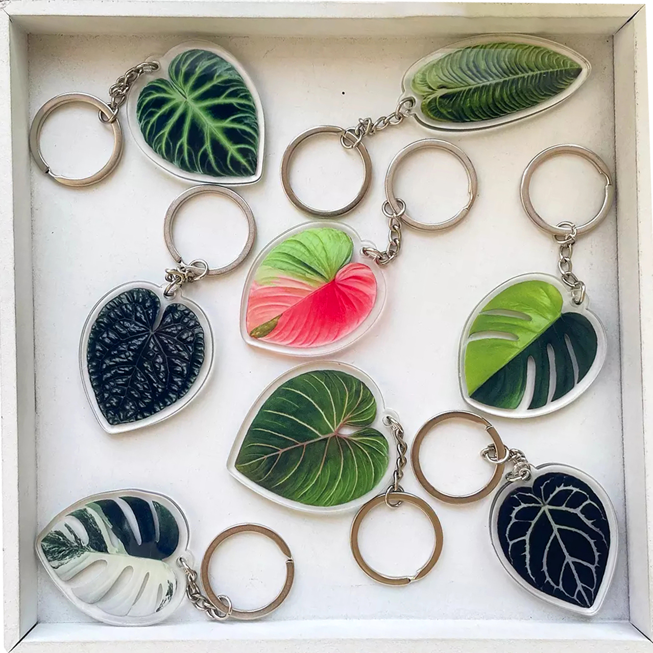 Creative Simulation Leaf Acrylic Flat Keychain