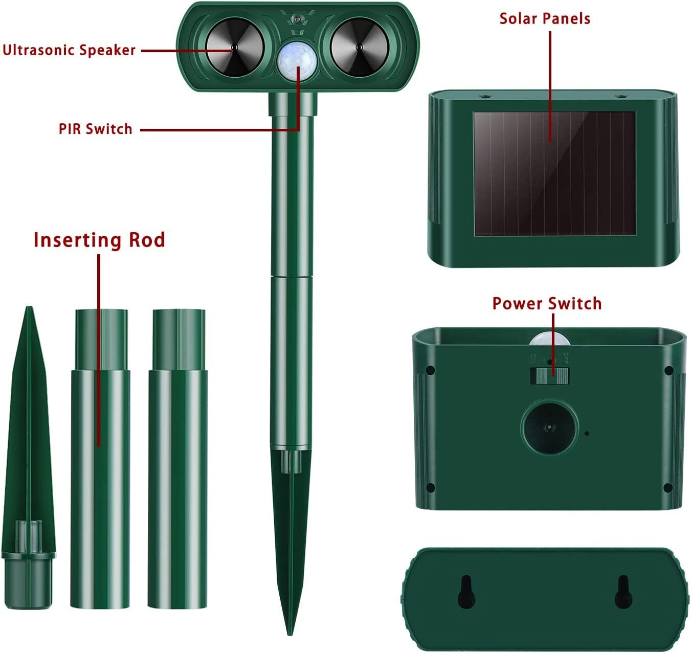1x Ultrasonic Solar Cat Dog Repellent Fox Pest Scarer Deterrent Repeller Garden — image 2