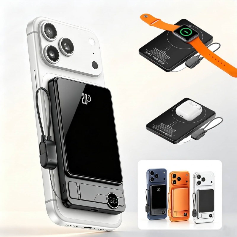 5000mAh Magnetic Wireless Power 20W Fast Charger Bank For Smartphones