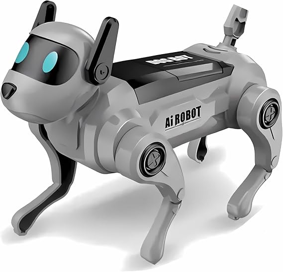 DIY Voice-Controlled Robot Dog Assembly Kit With Movable Limbs, Gray