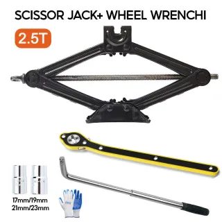 2.5-ton Scissor Jack  Extendable Wheel Nut Wrench, Socket Wrench, Car And Van Tire Hand Tools