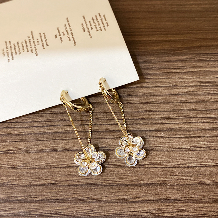 Title 4, Super Fairy Zircon Flower Tassel Long Earrings