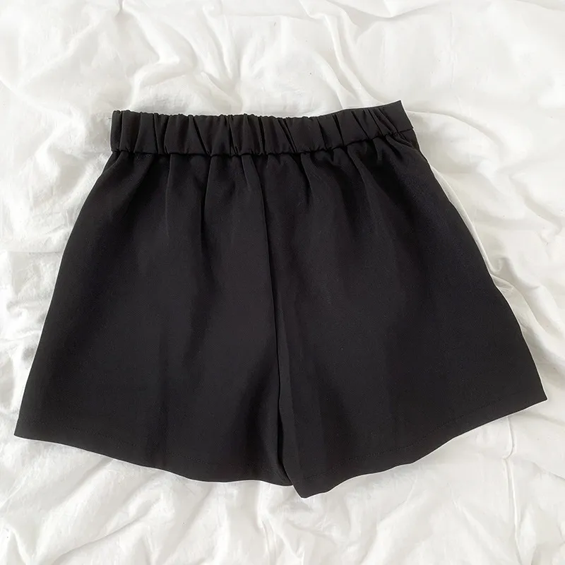 Tight, High Waist, Loose, Slim, Versatile Wide-leg Shorts - Black