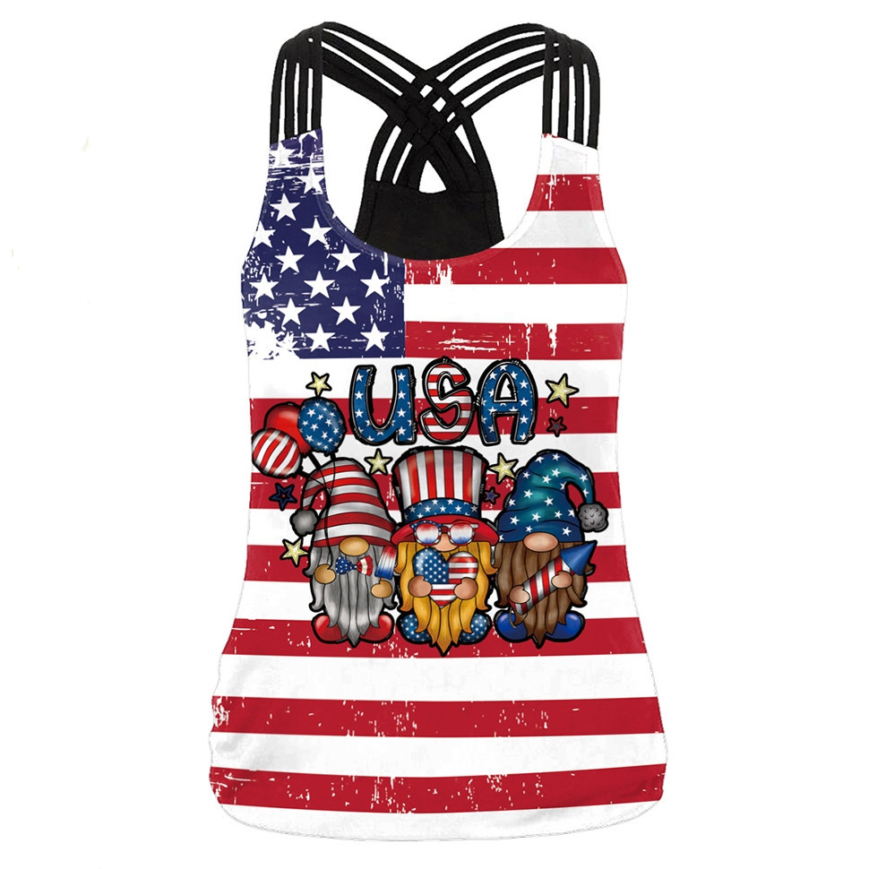 Women's Casual All-match Yoga Striped 3D Digital Printing Camisole