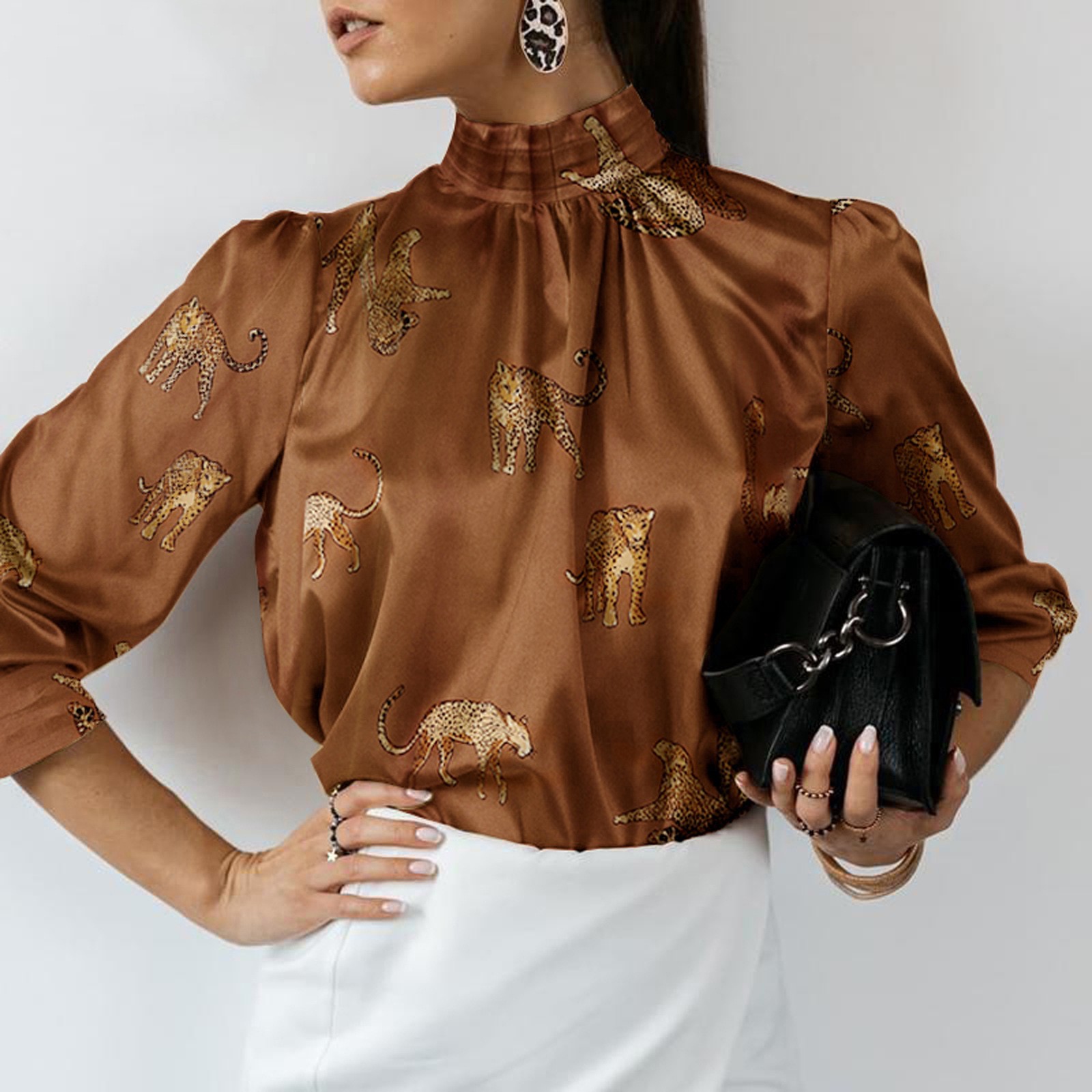 Leopard Print All-match Women's Shirt