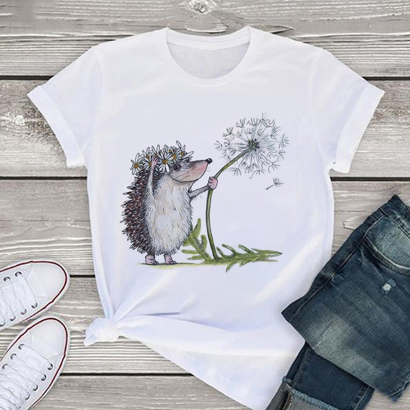 Title 6, Cute Hedgehog Baby Print Pattern Crew Neck T-sh...