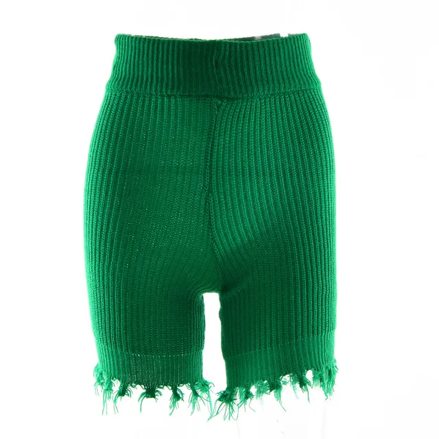 New Sweater Women's Core Yarn Cardigan Long sleeved Tops High waisted Tight fitting Shorts Green Shorts - Shop at LoveMi