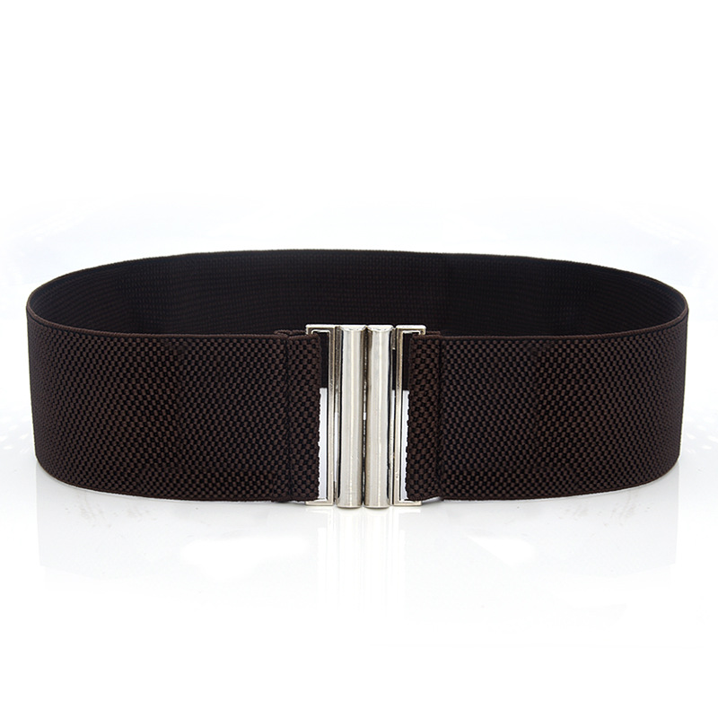 Title 6, Elastic Elastic Silver Buckle Wide Belt Decorat...