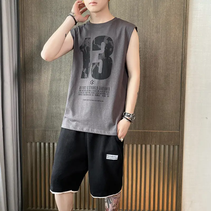 Vest Suit Men's Summer Fashion Leisure Sports Fitness Running Set