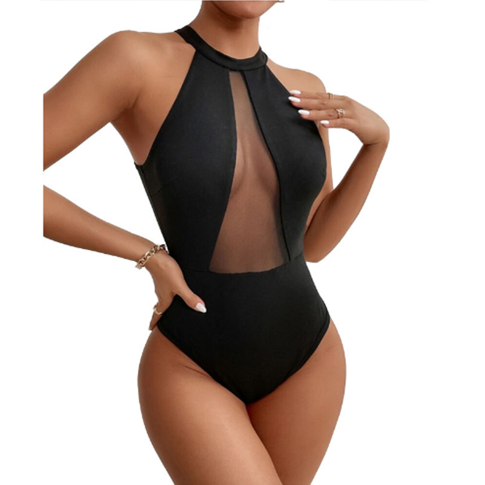 Women's Turtleneck Backless One Piece Swimsuit