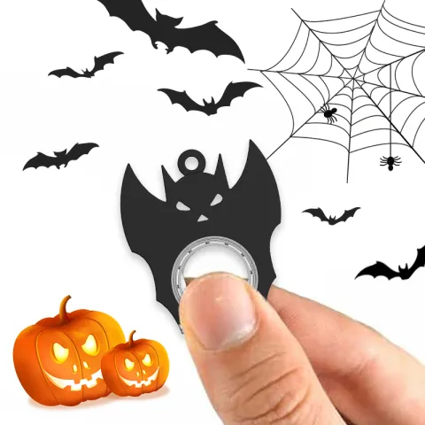 Halloween Creative Fidget Spinner Toy Bat Demon Ghost Keychain