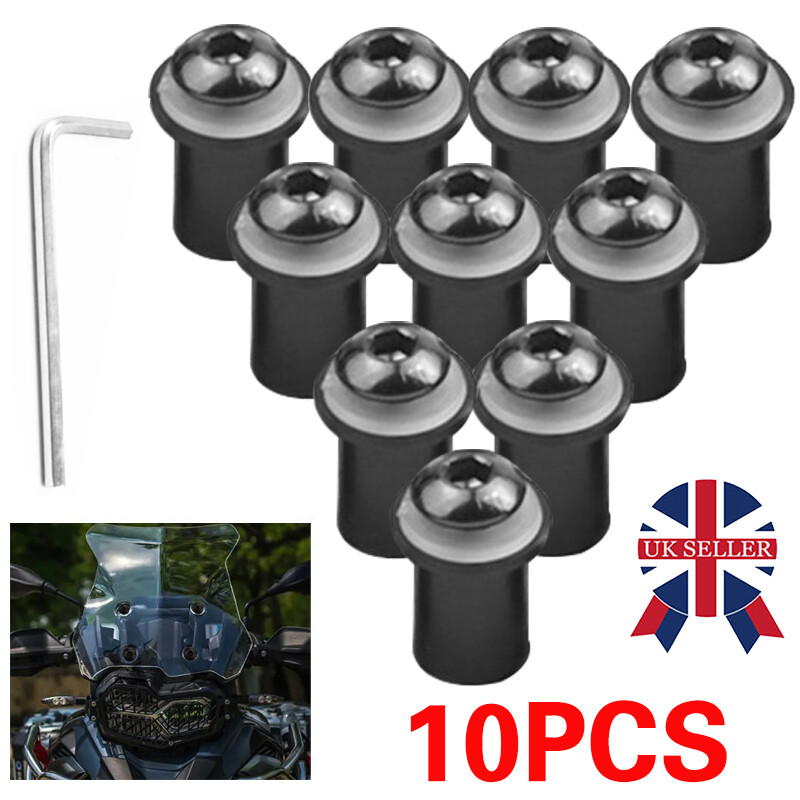 Motorcycle Windscreen Screen Bolts Screw Kit M5 Bolts Rubber Well Nuts Washers