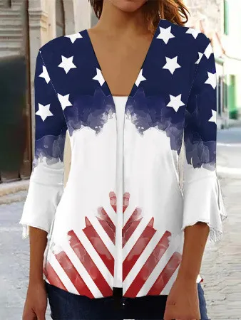 Printed Quarter Sleeved Cardigan Knit Color10 Xl - Shop at LoveMi