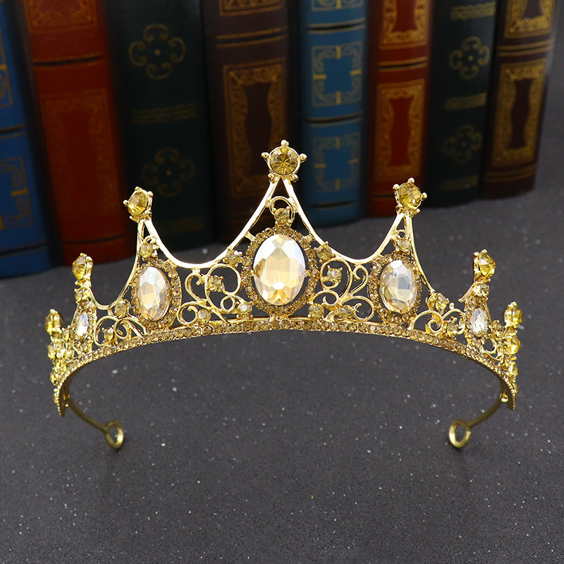 Vintage Baroque Alloy Green Diamond Small Crown