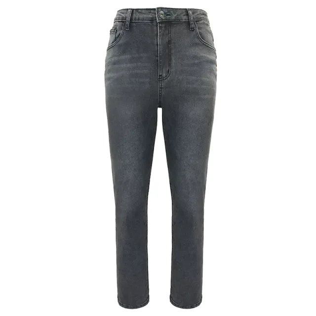 Women's Embroidery Flying Motorcycle Hot Drill Jeans Elastic Slim Small Foot Pants Black Grey - Shop at LoveMi