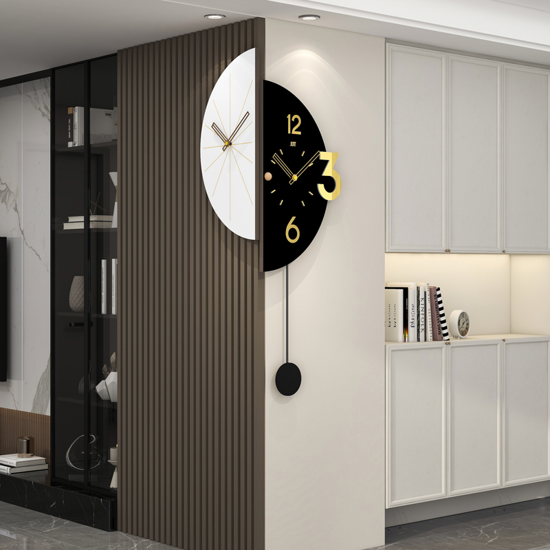 Double Sided Corner Wall Clock Modern Pendulum Home Decor