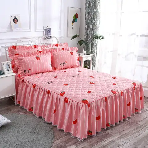 Twill Thickened Bedspread Bed Skirt Single Product Bed Three-piece